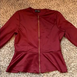 Burgundy Peplum Style Blazer